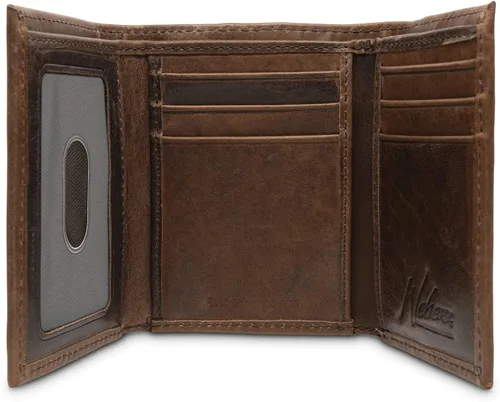 Vista 3 de WEBERS PREMIER LEATHER - Serie Dynasty - Cartera triple para hombre - Cuero de grano completo con bloqueo RFID Marrón con concho Shotshell