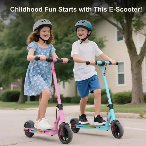 Vista 5 de Caroma E6 Patinete Eléctrico para Niños, Patinete Eléctrico Plegable de 150W con 3 Velocidades (8/13/16 Km/h), Pantalla LED y Luces Coloridas