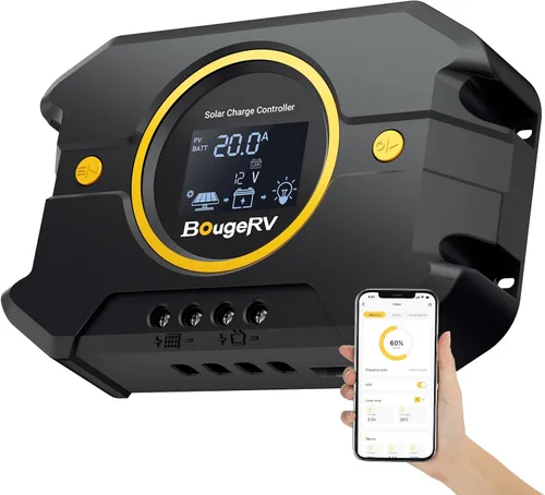Vista 8 de BougeRV Li 10A PWM Controlador de carga solar 12V 24V, regulador de panel solar con pantalla retroiluminada, puerto USB, parámetro ajustable