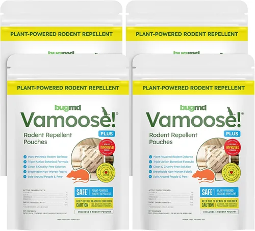Vista 10 de BugMD Vamoose! Plus - Repelente de ratones con aceite de menta (4 bolsas)