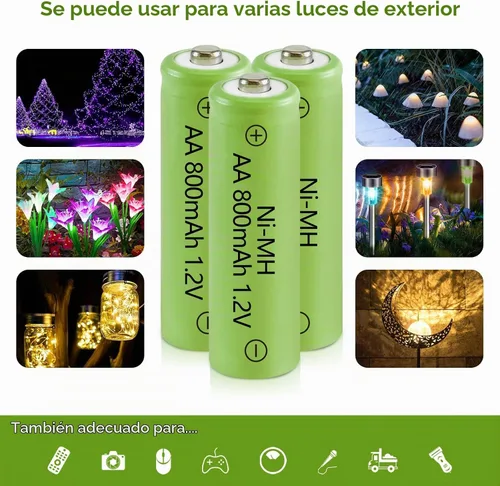 Vista 3 de Baterías recargables AA Ni-MH, doble A 1.2V 800mAh batería solar, paquete
