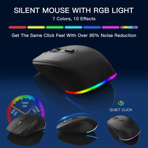 Vista 6 de Wireless Keyboard and Mouse Combo with Backlit - Soueto Full Size Ergonomic Keyboard with Phone Tablet Holder, 2.4GHz Lag-Free Silent Computer Mouse