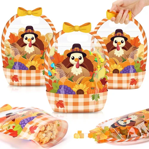 Vista 11 de Fuutreo 50 bolsas de regalo de Halloween con asas, plástico de esqueleto