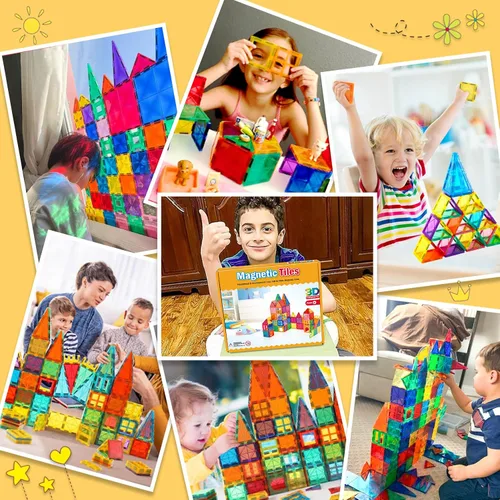 Vista 6 de NVHH 100 bloques magnéticos de azulejos para niños de 3 a 5 4 a 8 años