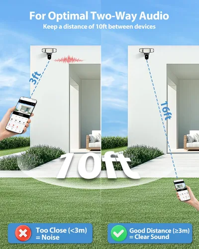 Vista 8 de Olafus Cámara de inundación al aire libre – Cámara de seguridad 2K QHD con luces de inundación activadas por movimiento, zonas de detección