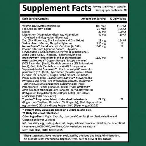 Vista 2 de Neuro Power - Liposomal - Apoyo Integrativo del Dr. Gumman para el cerebro, los nervios y la mente