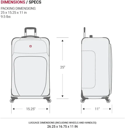 Vista 6 de SwissGear - Equipaje suave expandible Sion con ruedas, Peltre