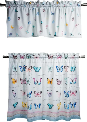 Vista 59 de Maison d' Hermine Juego de cortinas de cocina para ventanas, juego de cortinas de cocina 100% algodón, cenefas para el hogar [2 niveles