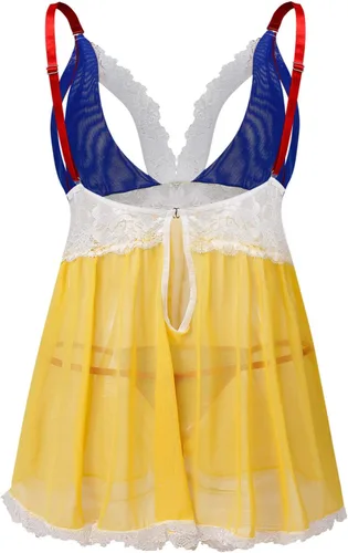 Vista 3 de Donnalla - Conjunto de lencería sexy para mujer, tallas grandes, 2XG, 3XG, 4XG, babydoll de encaje con copas divididas