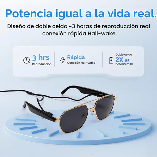 Vista 6 de AI Translator - Gafas de sol inteligentes, audio Bluetooth de oído abierto