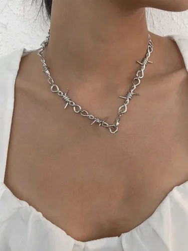 Vista 6 de Long tiantian Collar de alambre de púas, gargantilla punk, unisex, cadena hip-hop, joyería gótica para hombres y mujeres, otro, otro