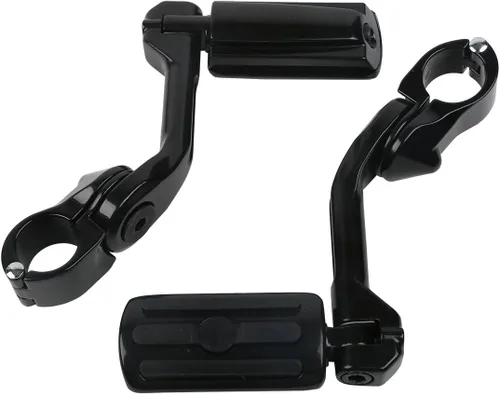 Vista 3 de TCT-MOTORPARTS Estriberas de pie de carretera de montaje largo para Harley Electra Glide, todo con protectores de motor de 1-1/4 pulgadas 1.25 Negro