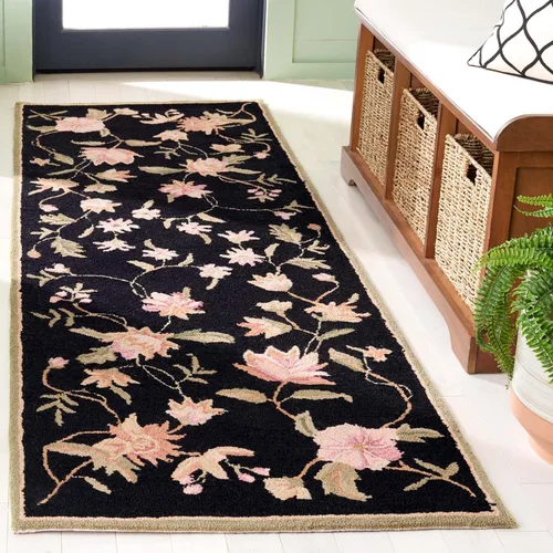 Vista 17 de SAFAVIEH Chelsea Collection - Alfombra decorativa de 1 pies 8 pulgadas x 2 pies 6 pulgadas, color negro, lana de campo francesa enganchada a mano