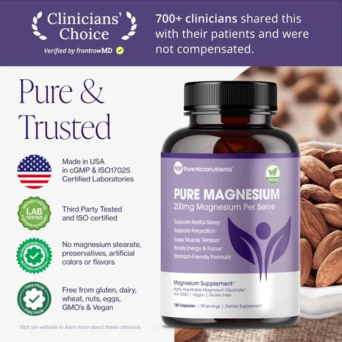 Vista 5 de Suplemento de glicinato de magnesio puro – Magnesio quelado altamente absorbible para apoyar la salud del sueño, los músculos y los nervios