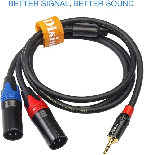 Vista 5 de Cable divisor Y de 1/8 pulgadas a doble XLR macho, adaptador de interconexión desequilibrado de 3,5 mm mini jack TRS estéreo a doble XLR macho
