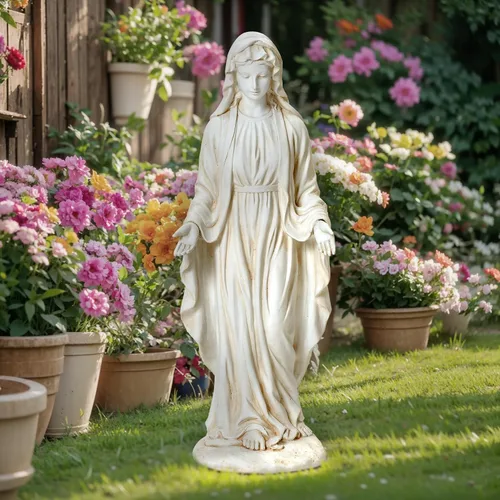 Vista 4 de LuxenHome - Estatua de Virgen María para exteriores, estatua religiosa de jardín de 30 pulgadas, estatua de la Santísima Madre al aire libre