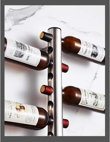 Vista 4 de Estante de vino de pared, acero inoxidable, soporte para vino montado en la pared para 8 botellas