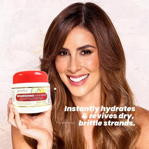Vista 2 de ANYELUZ - Mascarilla nutritiva para el cabello que combate la sequedad y proporciona brillo, infundida con provitamina B5 y mezcla orgánica que