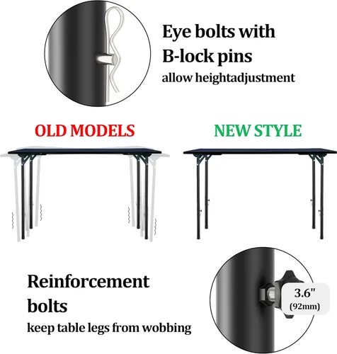 Vista 3 de Paquete de 8 elevadores de mesa plegables para mesas plegables, patas rectas/dobladas, extensiones de patas de mesa plegables duraderas, 2