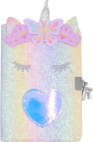 Vista 18 de BOLLEY JOSS Cuaderno de unicornio arcoíris para niños, diario de felpa para niñas y adolescentes, bloc de escritura con forro A5, 160 páginas