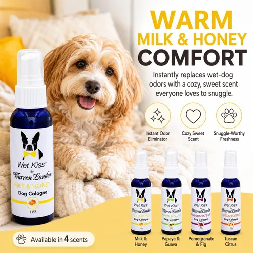 Vista 3 de Warren London Wet Kiss Milk & Honey - Aerosol de colonia para perros, 2 onzas