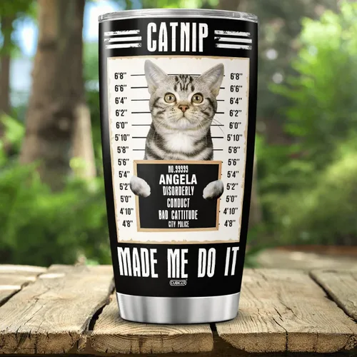 Vista 3 de CUBICER Vaso personalizado con diseño de gato americano de pelo corto con tapa, divertidos regalos de Navidad para mujeres, hombres, adultos