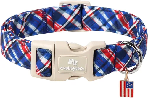 Vista 43 de MR.CHUBBYFACE· Collar de perro de San Valentín azul, lindo collar de cachorro con lazo azul, collar ajustable de algodón para mascotas con hebilla