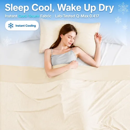 Vista 2 de Degrees of Comfort - Manta de enfriamiento tamaño Queen, mantas de verano para personas que duermen con calor, Q-Max>0.4 Fibra fresca, ropa de cama
