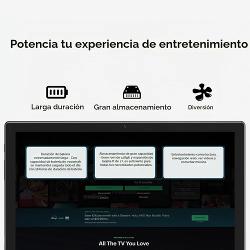 Vista 3 de Tablet, Tablet Android 14 más reciente de 10 pulgadas de 2025, MTK8183 Octa-Core, 16GB 128GB 1TB de expansión, WiFi 2.4/5G, cámara de 21MP, Gemini