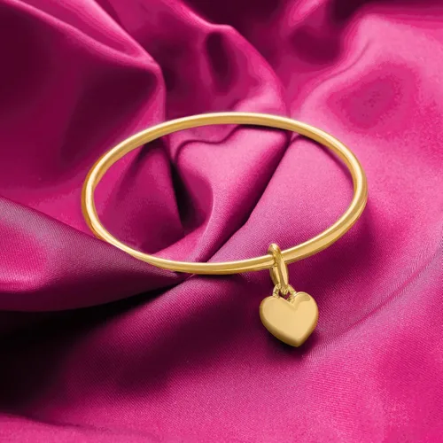 Vista 6 de Ross-Simons Italian Andiamo 14kt Yellow Gold Over Resin Heart Charm Bangle Bracelet