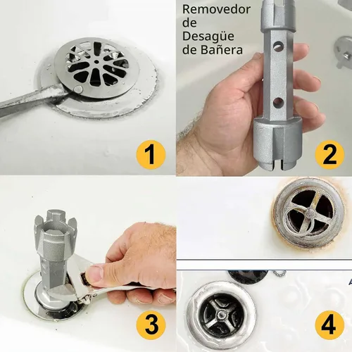 Vista 4 de Llave desagüe de bañera Hanpex - De doble extremo para desagües de baño y ducha, espárragos de inodoro - Aluminio resistente