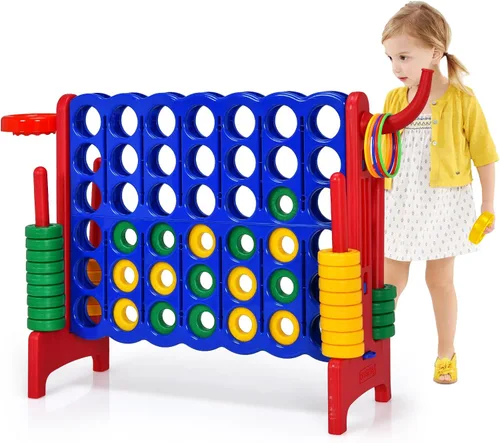Vista 11 de AKUSTIK Juego Giant Connect al aire libre, 4 en una fila Jumbo 4 para marcar para niños y adultos, fiesta familiar, patio, césped, juego de conexión