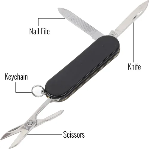 Vista 2 de ASR Outdoor Cuchillo de bolsillo pequeño EDC multifuncional, herramienta 3 en 1, negro