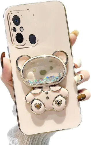 Vista 69 de Miagon Bear - Funda con soporte para espejo para Xiaomi Redmi A1, Quicksand Glitter Electroplated Soft TPU Protector Slim a prueba de golpes