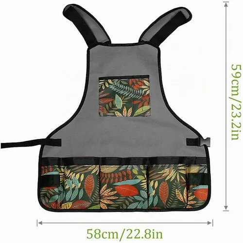 Vista 2 de Garden Apron Oxford Cloth Work Apron With Pockets Adjustable Heavy Duty Tool Apron for Men & Women
