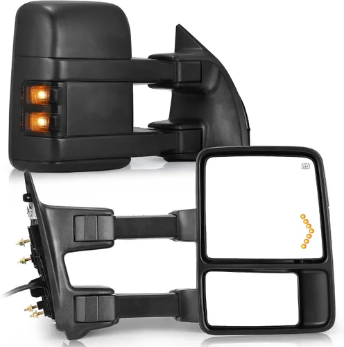 Vista 12 de YITAMOTOR Espejos de remolque compatibles con Ford F250 F350 F450 F550 Super Duty 2008-2016, señal de giro LED con calefacción eléctrica, manual