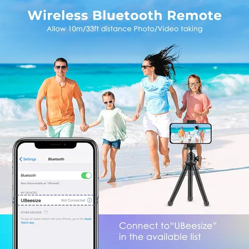 Vista 4 de UBeesize Trípode para teléfono, UBeesize Trípode para teléfono de 30 cm flexible con soporte para teléfono celular y obturador remoto inalámbrico