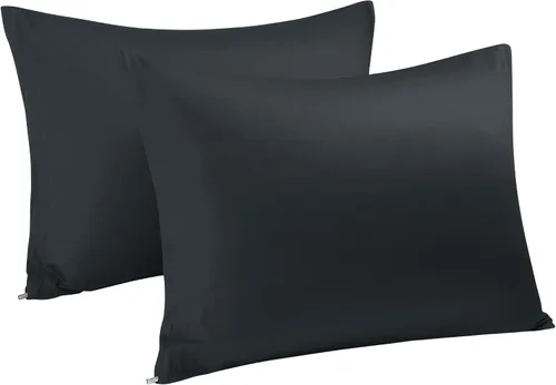 Vista 31 de uxcell Fundas de almohada tejidas de 100% algodón egipcio, fundas de almohada suaves y transpirables con cierre de cremallera, 2 fundas de almohada