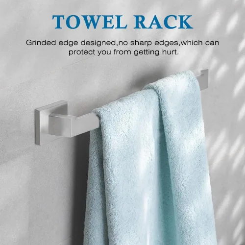 Vista 4 de Juego de accesorios de baño de 4 piezas, juegos de toalleros, incluye toallero, soporte para papel higiénico, gancho para toallas, kit de accesorios