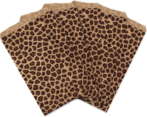 Vista 5 de Ikee Design 200 unidades de papel de 4 x 6 pulgadas con estampado liso o bolsas de estraza estampadas para dulces, galletas, mercancía, recuerdos