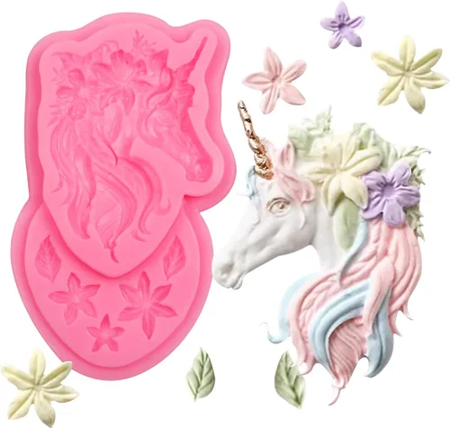 Vista 9 de Moldes de silicona de unicornio Fondant Unicorn Cake Decor Moldes de arcilla Moldes de mazapán para cupcakes Sugarcraft Chocolate Polímero Arcilla