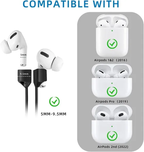 Vista 7 de Correas magnéticas antipérdida para AirPods, paquete de 4 unidades, cordón de cuello de silicona suave con diseño magnético ultra fuerte, compatible