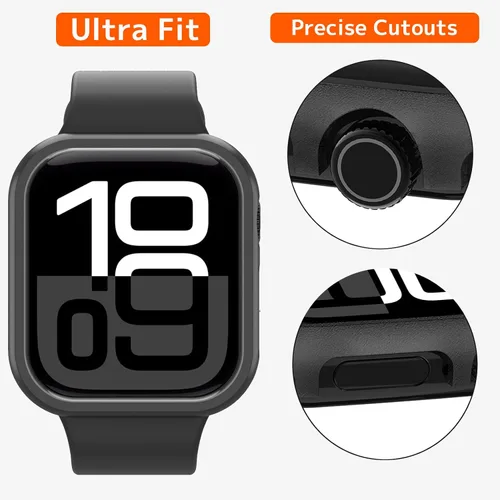 Vista 2 de NINKI Funda protectora delgada de aluminio para Apple Watch 11 de 1.654 in 2025 y serie 10 de 1.654 in 2024, [sin protector de pantalla] Funda Negro