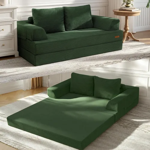 Vista 35 de COMAX Sofá cama futón, sofá cama convertible 4 en 1, sofás deshuesados para sala de estar, sofá biplaza plegable pequeño plegable que ahorra Gris