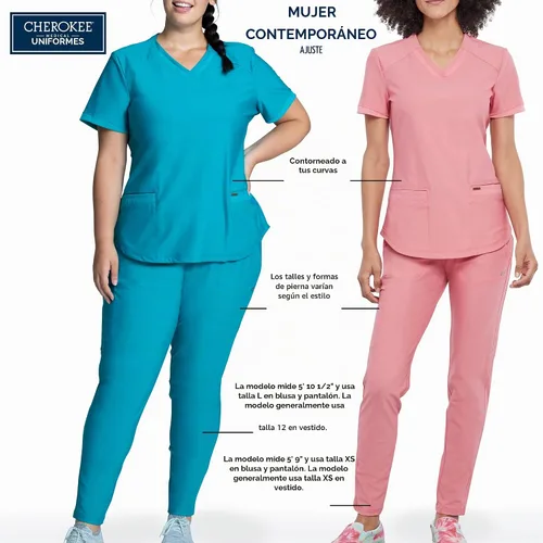 Vista 6 de Cherokee Form Blusas de Uniforme Médico para Mujeres, Blusa de Uniforme Médico de Punto Elástica con Cuello en V - CK840 Negro
