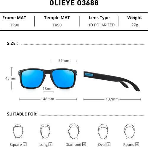 Vista 2 de OLIEYE Gafas de sol polarizadas deportivas para hombre con marco flexible