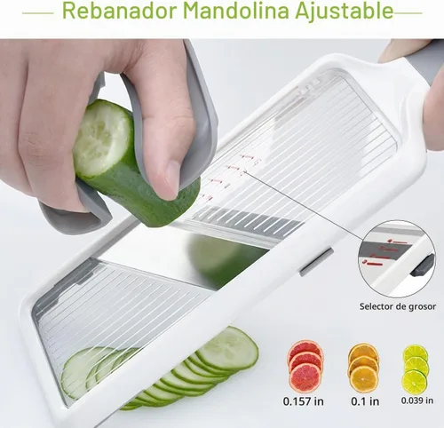 Vista 3 de Cortadora de mandolina de mano múltiple - Hoja ajustable de acero inoxidable
