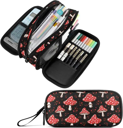 Vista 18 de Fustylead Alice - Estuche de ajedrez para lápices con cremallera, bolsa de maquillaje, bolsa de cosméticos, bolsa de viaje multiusos, caja