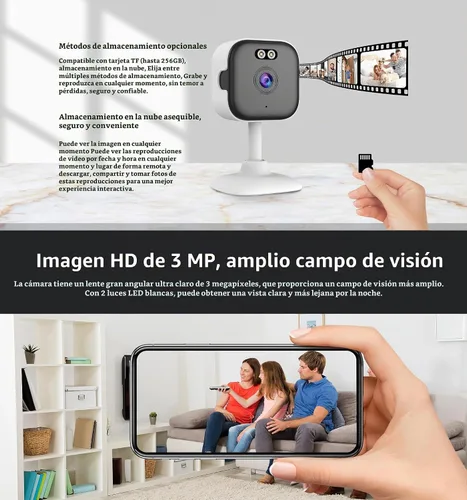 Vista 8 de EVERSECU 5Ghz Wired WiFi Camera 2K, Indoor Home Security Cameras for Baby/Elder/Dog/Pet Camera with Phone app,24/7 SD Card Storage, Compatible with