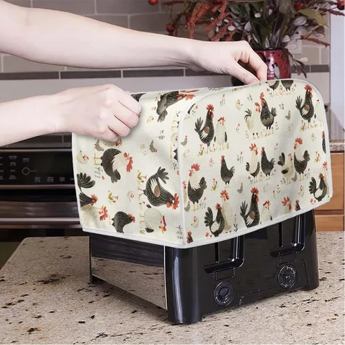 Vista 3 de Cubierta de tostadora con estampado de pollo, cubierta de tostadora de 2 rebanadas de cocina elegante para electrodomésticos, tostadora, microondas